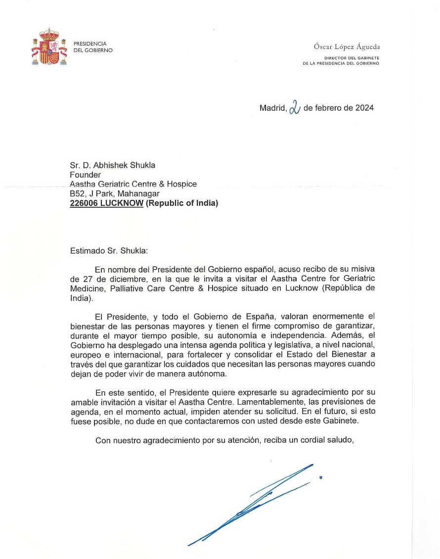 Letter by President of Spain Pedro Sánchez